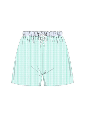 Boys Mint Green Swim Shorts from the Seersucker Swimwear Collection