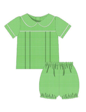 Boy Peter Pan Top Short Set from The Tulips and Gingham Collection