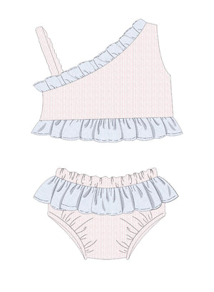 Girls Two Piece Light Pink Swimsuit from the Seersucker Swimwear Collection