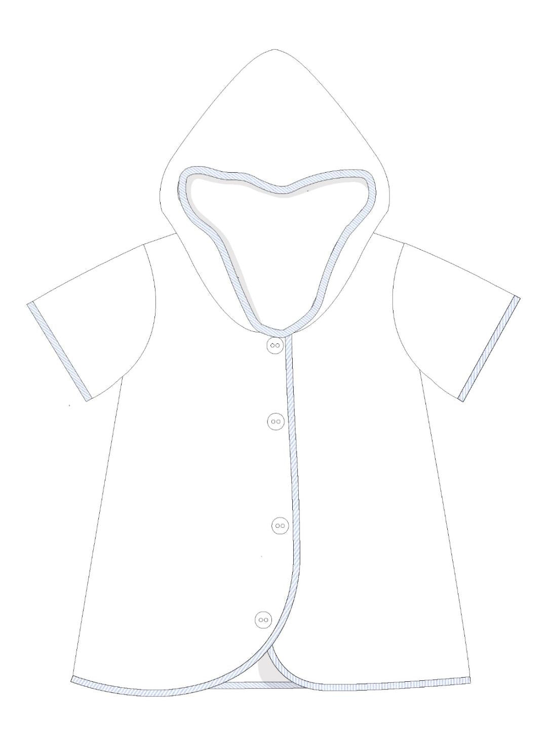 Boys White with Blue Towel Swim Cover Up