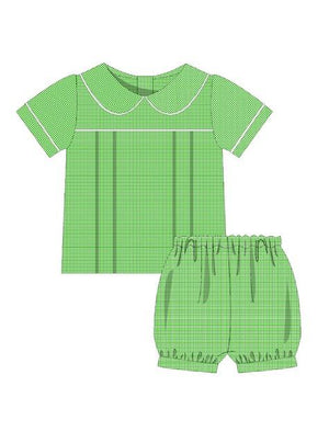 Boy Peter Pan Top Short Set from The Tulips and Gingham Collection