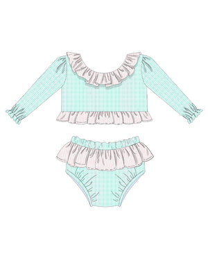 Girls Two Piece Mint Green Swimsuit from the Seersucker Swimwear Collection