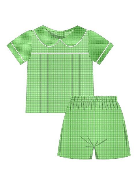 Boy Peter Pan Top Short Set from The Tulips and Gingham Collection