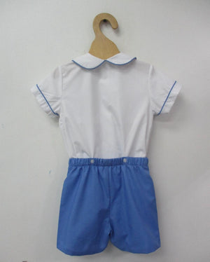 Boys Smocked Peter Pan Short Set from the Blue Collection