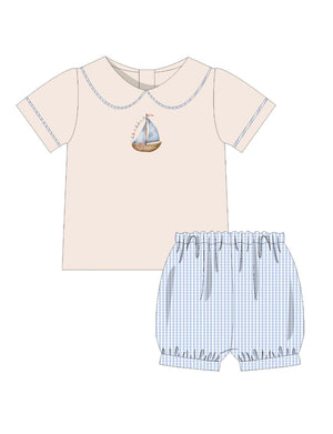 Boy short sleeve Peter Pan Top and Banded Shorts Set from The Sawyer Collection