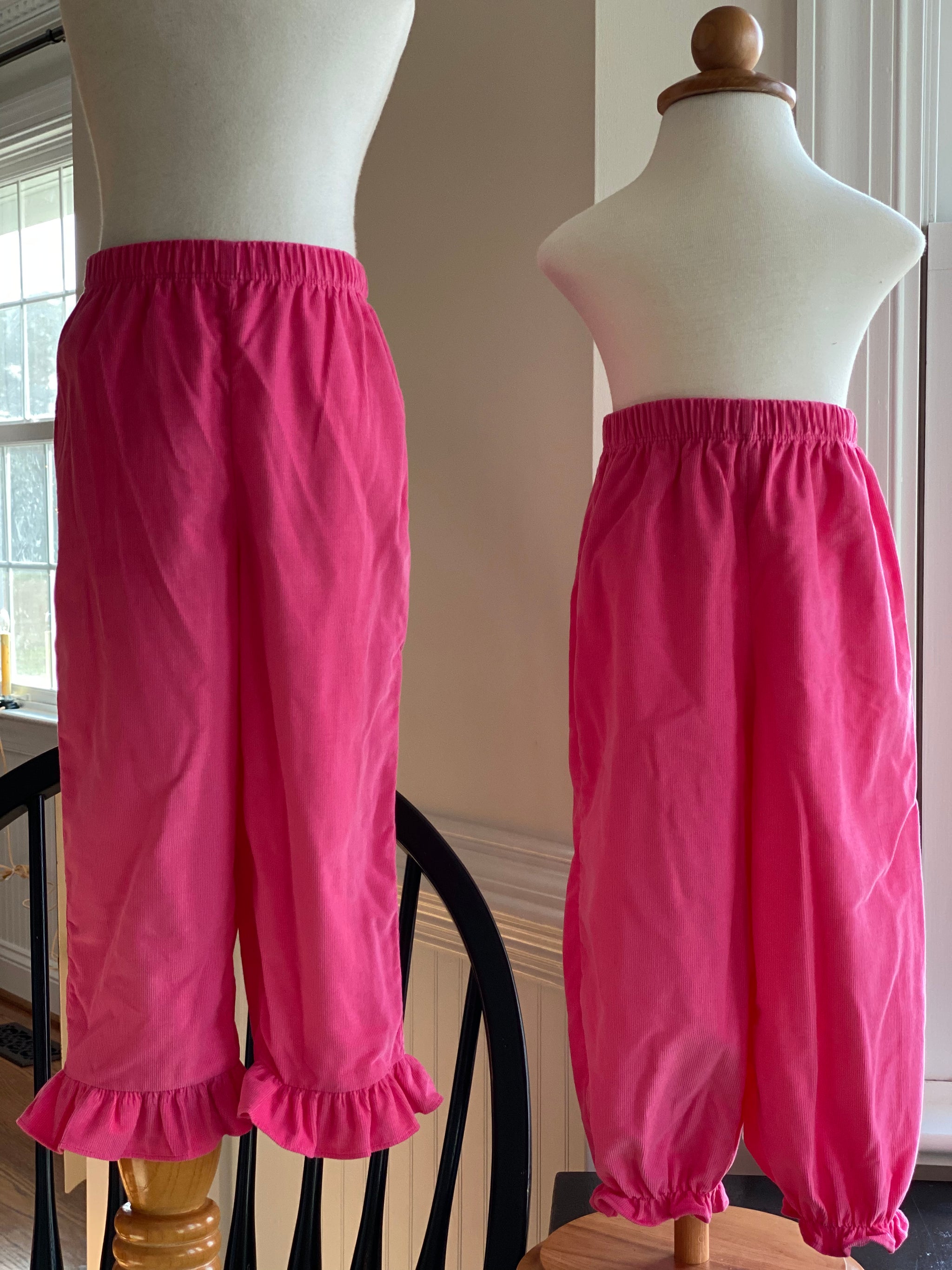 Girls Bright Pink Corduroy Bubble or Ruffle Pants - The Bubble Bee